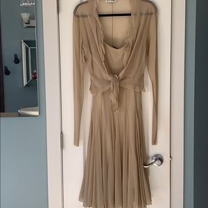 Vintage dress with sheer coverlet.